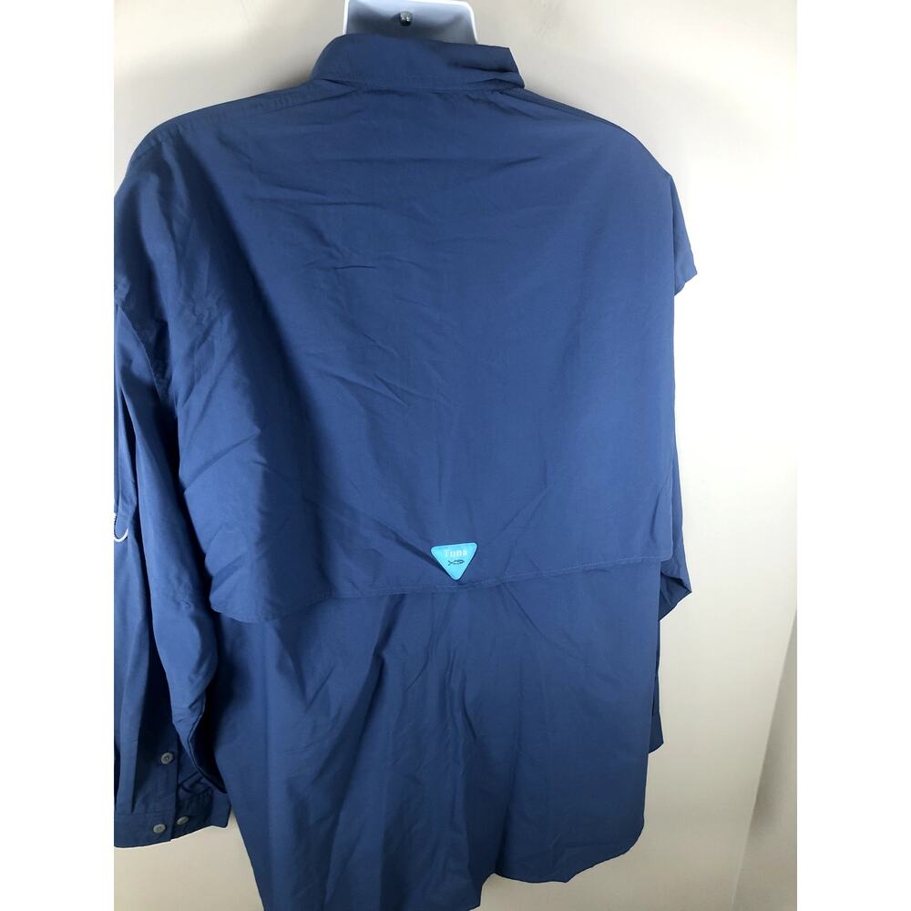 Tuna Men's Button Down Fishing Shirt Size 4XL Long Sleeve Blue - Picture 6 of 14